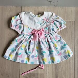 Vintage Baby Dress Bloomers Set Girls 9-12 Months Floral Bow Party by Baby Togs